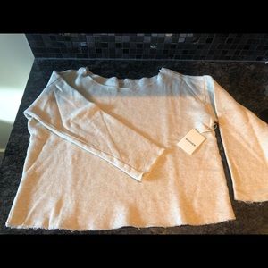 MOTHER Wide Neck Raw Hem Sweater in Ivory